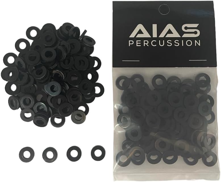 Black Nylon Tension Rod Washers – 100 Pack Drum Hardware Replacement for Snare, Tom & Bass Drums – Smooth Tuning, Vibration Dampening & Hardware Protection